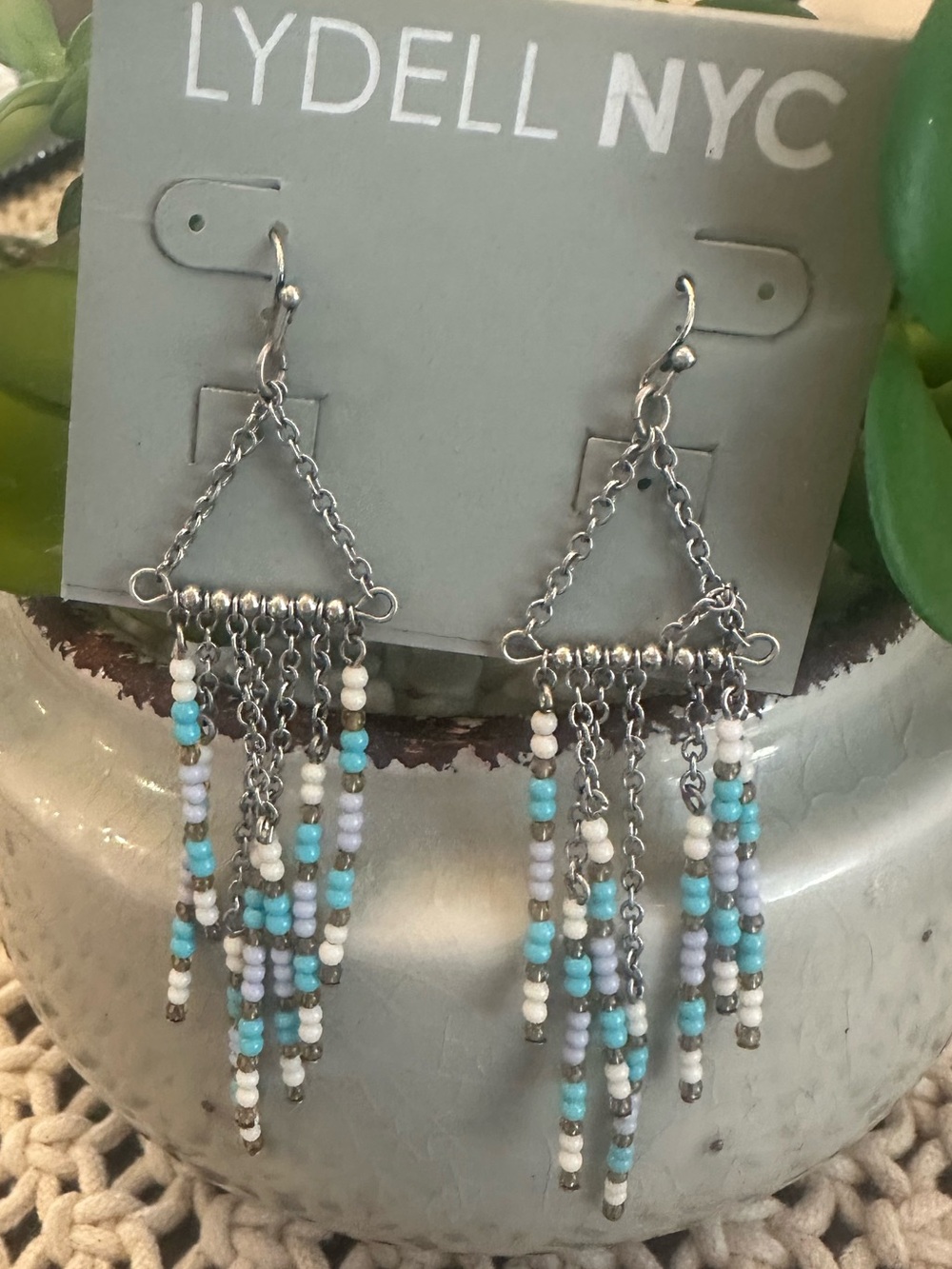 Lydell NYC beaded fringe dangle earrings